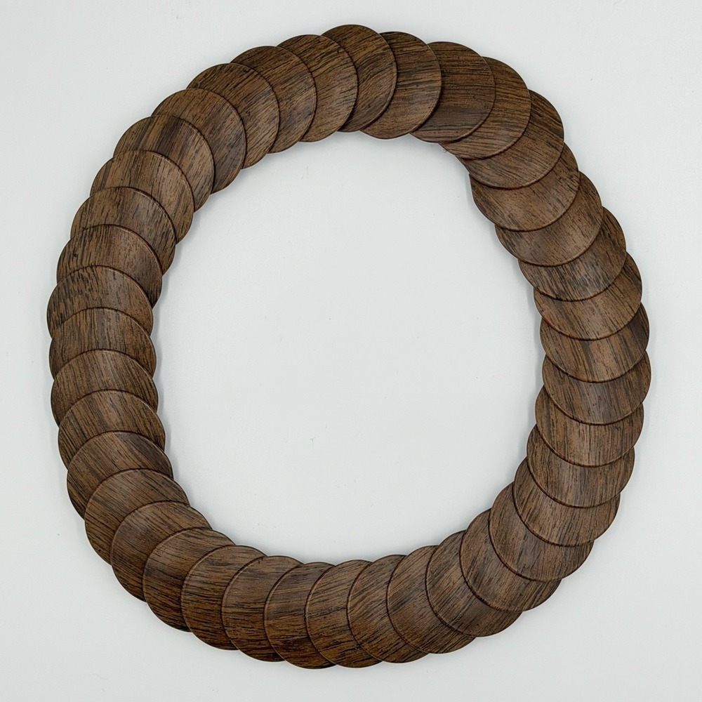 Y2K Brown Wood Disc Belt Boho Layered Festival Retro Indie Sleaze 24-38"